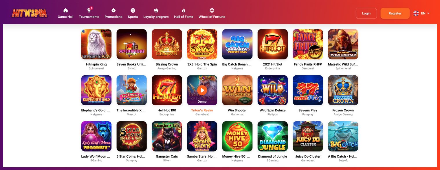 HitnSpin Casino spēļu automāti